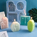 Molde de 4 caras humanas abstractas - D3881 -