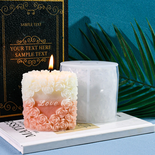 [D3725] Molde de vela rosa corazón y rosas - D3725 -